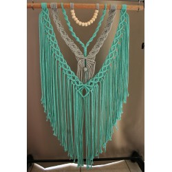 Macrame mural bleu et gris