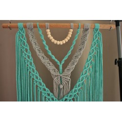 Macrame mural bleu et gris